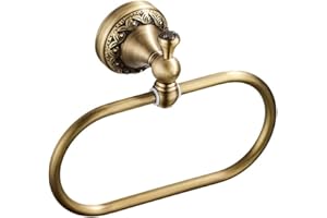 Hopbucan Oval Towel Ring Antique Brass Exquisite Pattern Carving Hanger Hand Towel Holder for Bathroom Kitchen Accessories