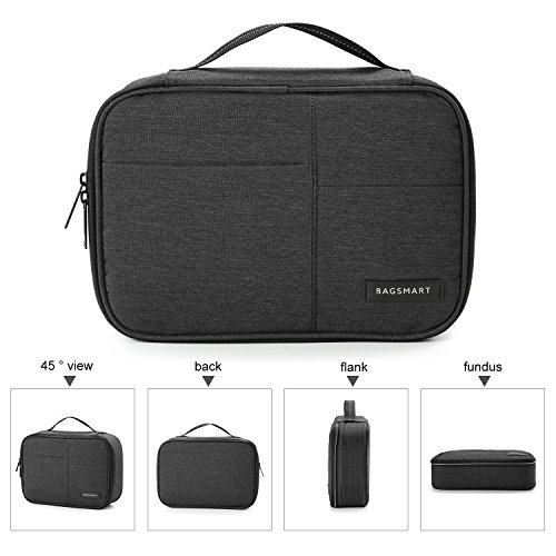 BAGSMART Universaltasche Eletronik Organizer für Kabel, Externe Festplate, ipad mini, Objektive Schwarz - 5