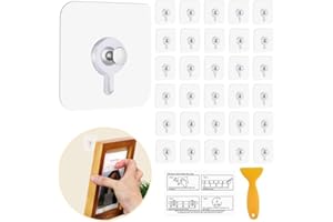 PEAKTOP 30 sztuk haczyków samoprzylepnych, gwoździ ściennych, przyklejanie obrazów bez gwoździ, haczyki do zdjęć, wieszaki na obrazy bez gwoździ, do zdjęć, obrazów, zegarów (ulepszona wersja)