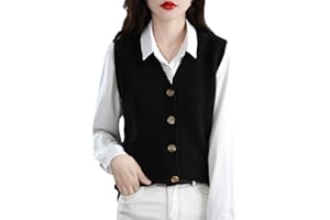Ownwfeat Damen-Strickweste Aus Wolle Mit V-Ausschnitt Und Knöpfen, Ärmellos