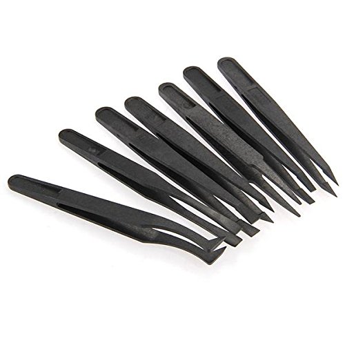 FACILLA® 7x Pinzetten Tweezer Set Anti-Statik Hartes Plastik Reparatur Werkzeug