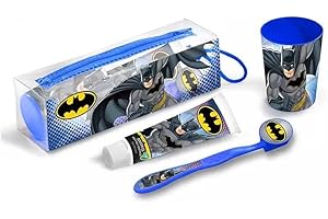 Batman Set Infantil De Higiene Dental Con Neceser, Pasta De Dientes 75Ml, Cepillo Dental Con Capuchón Y Vaso Decorado 160 g