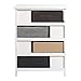 Rebecca Srl Chest of Drawers Cupboard Sideboard 4 Drawers 4 Baskets White Beige Brown Wood Wicker Country Urban Living Room Kitchen (0-1489)