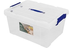 Jardin202 - Cajas de Almacenamiento Transparentes con Tapa Azul | Caja de ordenación | Pack 2 uds (40L)
