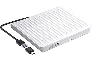 DANGZW Masterizzatore DVD Externo, Lettore CD Externo USB 3.0 Tipo-C, Unità CD/DVD Ottica Esterna +/-RW DVD-ROM Per PC Portatile, Macbook Air/Pro, iMac e Linux, Vista, Mac OS, Windows 11/10/8/7/XP