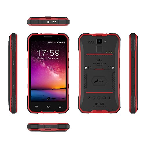 Jesy J7 4G LTE Teléfono Móvil Walkie-talkie 4.7 pulgadas Android 6.0 Outdoor Smartphone Octa-Core NFC IP68 Impermeable 1080P 13MP+5MP Cámara 3GB RAM+32GB ROM Infrarrojo SOS - Rojo