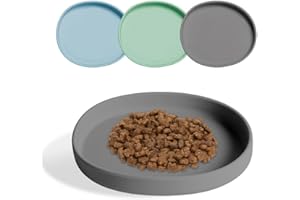 DKDXID Platos Planos para Gatos y Perros Cuenco Silicona Gato Cuenco Comida Gatos Comedero Gatos Ancho Cuenco de Agua para Gatos Ovalado Cuenco Animales para Comida Seca y Húmeda -Gris