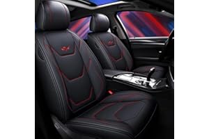 ‎HIGHSAM highsam Autositzbezüge Vordersitze Universal, Kunstleder Sitzbezüge Auto, 2 Stück Schonbezug Autositz Vorne Wasserdicht, Airbag kompatibel, Kompatibel mit Den Meisten Limousinen SUV (Schwarz Rot)