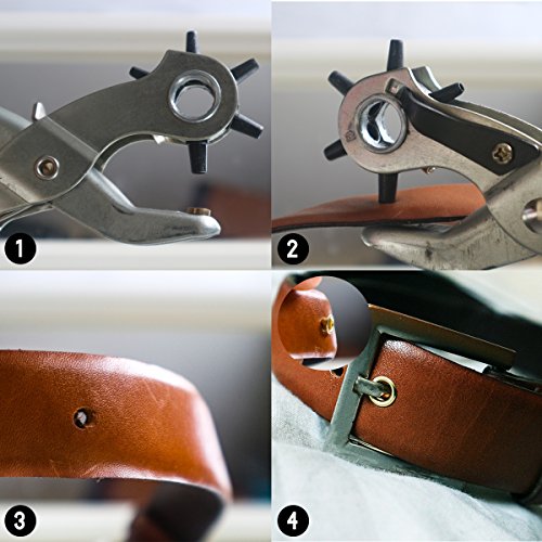 5-Loch Lochzange Ösenzange & Ösen Set von Kurtzy – Metallösen Druckknopf Stud Ring Schneider Zange Werkzeug – ideales Werkzeug für Leder, Stoff, Gürtel, Kleidung, dekorative Reparatur - 5