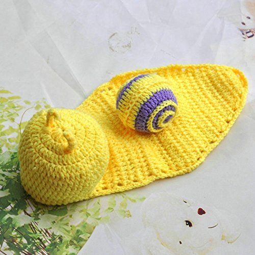Museya Cute Snail Shaped Baby Infant Newborn Handmade Crochet Beanie Hat Clothes Baby Photograph Props (Yellow)