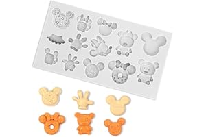 MEZHEN Molde de silicona para fondant de Mickey Molde de silicona 3D Moldes Fondant Minnie Chocolate Moldes DIY Tartas Dulces Jalea Decoración Cumpleaños Baby Shower, MB1213