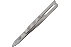 OTTO HERDER MANICURE OTTO HERDER pęseta do brwi – pęseta ze stali nierdzewnej 8 cm, rowkowany uchwyt – pęseta do brwi do precyzyjnego usuwania włosków / ścięta wersja do wyrywania małych włosków