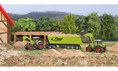 SIKU 1949, Claas Axion Traktor mit Frontlader, Dolly und Muldenkipper, 1:50, Metall/Kunststoff, Grün, Bewegliche Schaufel und Frontlader-Schwinge, Kippbare Mulde - 6