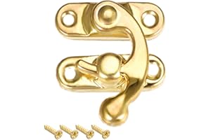 sourcing map 10 Stück Antiker Verschluss Rechts Verschlusshaken Haspe 42 mm x 37 mm Schwingenverschluss mit Schrauben Gold Ton