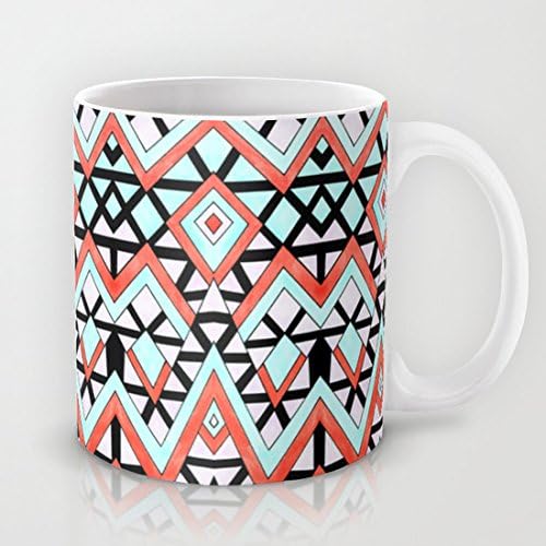 Unique Geometric Mountains Coffee Mug Christmas Present Idea Red Tree Rings 11 OZ Ceramic Coffee Mug Great Novelty Gift Christmas Gifts For Men, Women, Grandma, Grandpa, Friends, Boss And Teacher