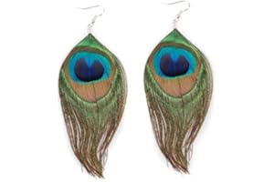 HEMORE 1 Paar Damen-Ohrringe elegante Ohrringe Quaste Anhänger Schmuck Damen Pfauenfeder Ohrringe Mädchen