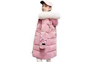 LCIGIA Winterjacke Mädchen Kinder Wintermantel mit Abnehmbare Kapuze Warme Steppjacke Verdickte Daunenjacke mit Reflektierender Buchstabe