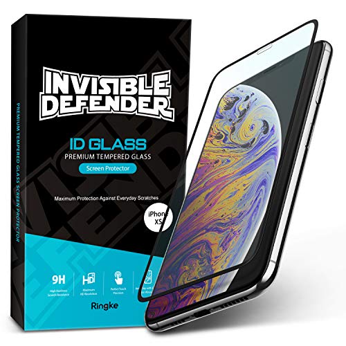 Ringke Invisible Defender Full Coverage Tempered Glass Compatible with iPhone XS [3D Curved Edges] HD Quality Premium Screen Protector Anti-Scratch Technology for iPhone XS