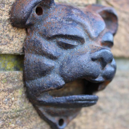 Wand befestigte Hundekopf Flaschenöffner in Vintage-Finish Gusseisen, Garten Deko! - 2