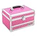 Produktbild anndora Schmuckkoffer Kosmetikkoffer 3 Frontfächer Spiegel Pink Glitzer