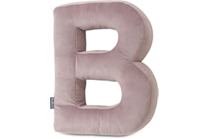 BELLOCHI GROWING IN STYLE Bellochi Cuscino Decorativo Con Riempimento Anallergico - Cuscino Bambini - Cuscino Velluto A Forma Di Lettere B - Cameretta Neonato Decorazioni - Rosa