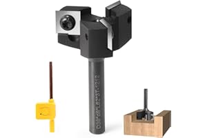 Trvoxviq Fresa per piani, fusto da 8 mm, 3 flauti con lame in metallo duro intercambiabili (12 x 12 x 1,5 mm, 35°) per legno diametro 39 mm, fresa CNC per la pulizia delle fresatrici/macchine CNC