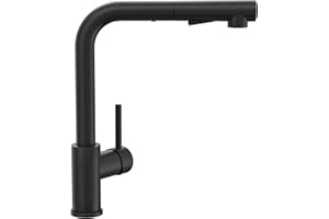 CECIPA Wasserhahn Küche Schwarz, Küchenarmatur mit Brause Ausziehbar, Hochdruck Armatur Küche, Mischbatterie Küche mit 2 Strahlarten, Spültischarmatur Küche Edelstahl 360° Drehbar, Abnehmbarer