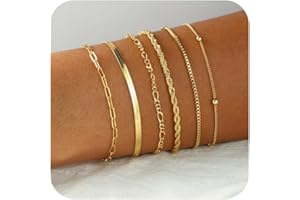 VIROMY 6 Pièces Bracelets Or/Argent pour Femme Bracelet Acier Inoxydable Cubain Bracelet à Breloque Serpent Cadeaux pour Femme