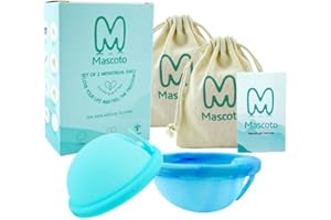 Mascoto® Disque menstruel Blue Generation avec boucle, coupe plate, silicone de qualité médicale, réutilisable, pétale fin et ultra confortable, alternative au tampon et tampon (lot de petite et
