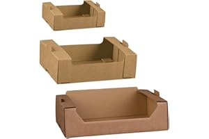MAQA 5 pz Cassetta di cartone per cesti, scatole per frutta, cesto regalo vuoto, cassettina in carta, vassoio rettangolare avana 32x22x10 cm