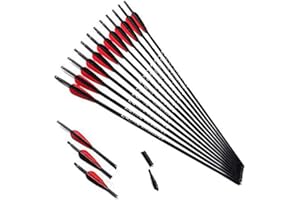 ACCMOS 12pcs 100% Pure Carbon Arrow Archery Tool Replacement Broadhead 28/31/33 inches ID6.2mm Spine 600/700/800 Hunting Arrows, for Bow Shooting Training Hunting