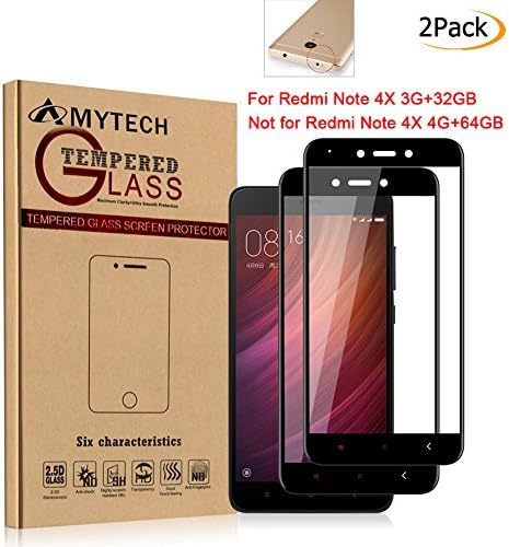 [2 Packs] Xiaomi Redmi Note 4X 3G+32G Screen Protector,Amytech Edge Full Coverage Screen Protector Scratch resistant Ultra Clear Premium Quality 2.5D Pro Fit 9H Tempered Glass 0.33mm for Xiaomi Redmi Note 4 Global Version