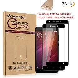 [2-Pack]Xiaomi Redmi Note 4X Protector de Pantalla Cristal Templado,Amytech Edge-Cobertura Completa Vidrio Templado