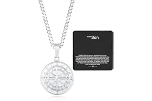 LACOXA To My Son - Compass Pendant Necklace, Handcrafted Coin Compass Necklace, Stainless Steel Compass Pendant Necklace, Fashion Jewelry Gift for Men