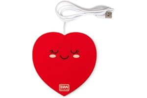 Legami - Chauffe-Tasses USB, Garde Les Boissons Chaudes, idéal pour Les Tasses et Les Verres à Fond Plat, 10 x 10 cm, entrée USB, thème du Heart, Unique