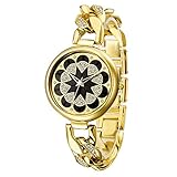CWYPB Lady Diamond Armband Uhr, Mode Quarz Kranz Armband-Armbanduhr Rosketten-Wasserdichte Frauenwache zum Weihnachtsgeburtstag Valentine es Day (Gold Silber),Gold
