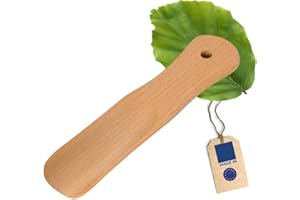 HOFMEISTER HOLZWAREN HOFMEISTER® Calzascarpe in legno, permette di indossare e togliere scarpe e stivali in modo rapido e delicato, solido calzaiolo in faggio oliato, lunghezza di 15,5 cm, adatto per bambini.