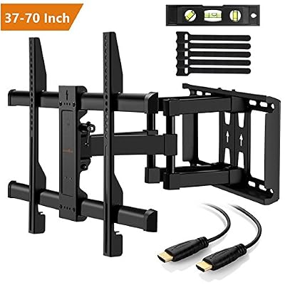 Perlegear Support Murale TV Orientable Et Inclinable – Support TV Murale Pour LED, LCD, OLED, TV A Écran Plat De 37 à 70 Pouces – Fixation TV Mural Ultra Résistant Qui Inclus Câble HDMI 1.8m, Niveau à Bulle, Attaches De Câble
