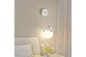 AMOYERIC Applique da parete cablata per camera dei bambini stampa 3D palla di luna lampada da parete per camera da letto simpatici animali del fumetto coniglio panda orso bianco nordico dimmerabile lamp
