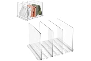 ADERTOS 4 Stück Regaltrenner Kleiderschrank Regalteiler Transparent Abnehmbarer Regaltrenner Schrank Verstellbar Schrankteiler Kunststoff Trennwand für Kleindung Schlafzimmer Bücherregal Küche