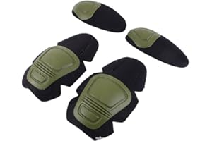 Uugood Ginocchiere Sport Set di Protezione Tattica Ginocchiere Militari Accessori Tattici Protezioni Ginocchiere Gomitiere da Combattimento per Airsoft CS Caccia Paintball, Verde
