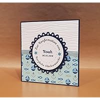 Glückwunschkarte zur Konfirmation, Kommunion oder Taufe, Name und Datum personalisierbar, Handarbeit