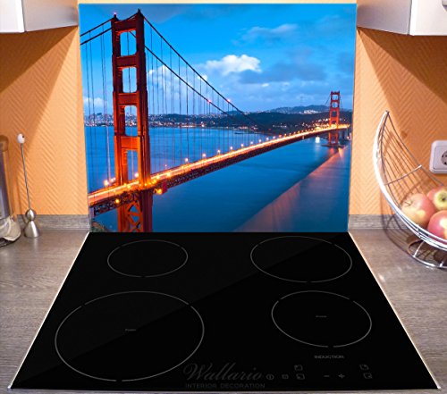 Wallario Herdabdeckplatte / Spitzschutz aus Glas, 1-teilig, 60x52cm, für Ceran- und Induktionsherde, Golden Gate Bridge in San Francisco, USA - 3