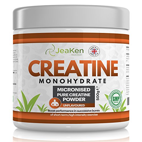 CREATINA MONOIDRATO IN POLVERE di JeaKen - puro al 100% 500 g - HPLC testata e analizzata per la purezza senza Dicyandiamide - Creatina in polvere per la crescita muscolare - FATTO NEL REGNO UNITO