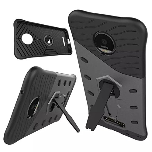 Preisvergleich Produktbild Motorola Moto Z(2016) Hülle,TPU+PC Schutzhülle,Rüstung 360 degree rotation Hohe Qualität Schutzhülle Muster Anti-Scratch und Anti-Schock stoßfest Stoßdämpfend Spiegel Schutz Handy Hülle Schlank Zerklüftet Langlebig Case Back Cover Tasche mit Ständer Halterung Für Motorola Moto Z(2016) 5,5-Zoll[Grau]
