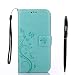Produktbild Samsung Galaxy A5 ( 2016 ) Hülle, Samsung Galaxy A5 ( 2016 ) Schutzhülle, Alfort 3 in 1 Lederhülle Fashion Design Premium PU Leder Hohe Qualität Tasche Case Cover Kasten Abdeckung Wallet für Samsung Galaxy A5 ( 2016 ) 5.2" Smartphone Funktion Standfunktion Unterstützte Telefone und Magnetverschluss mit Schmetterling ( Grün ) + Alfort Schwarz Stylus Pen