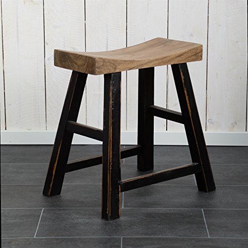 PURISTIC CURVED DESIGN STOOL "NIPPON" wooden side chair | workstool | 19.7" Height | black