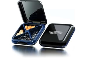 DSYSC Pill Box, Moistureproof Small Pill Box, Portable Pill Box Organiser for Travel, BPA Free Pill Case with 4 Large Compartmensts to Hold Vitamins, Pill Holder (Black)