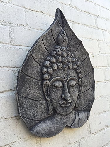 Beton Wandbild Wandrelief Steinplatte Buddha Kopf Garten Deko Feng Shui 48x37cm - 5