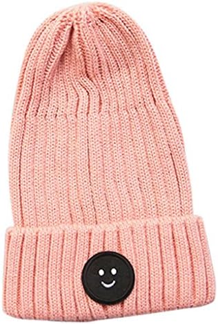 Kids Hat Knitting Patterns,Yannerr Children Baby GirlsSmile Face Warm Cotton Thicken Velvet Beanie Cap Soft Acrylic fibers Hat (Pink)